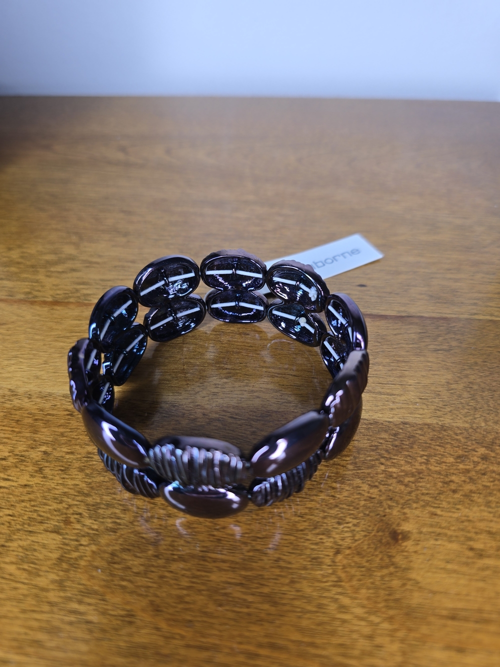 Liz Claiborne Retro Shiny Plum Metal Stretch Bracelet